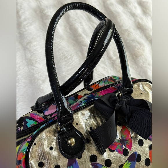 Betsey Johnson Gold and Black Butterfly Satchel - Picture 4 of 10